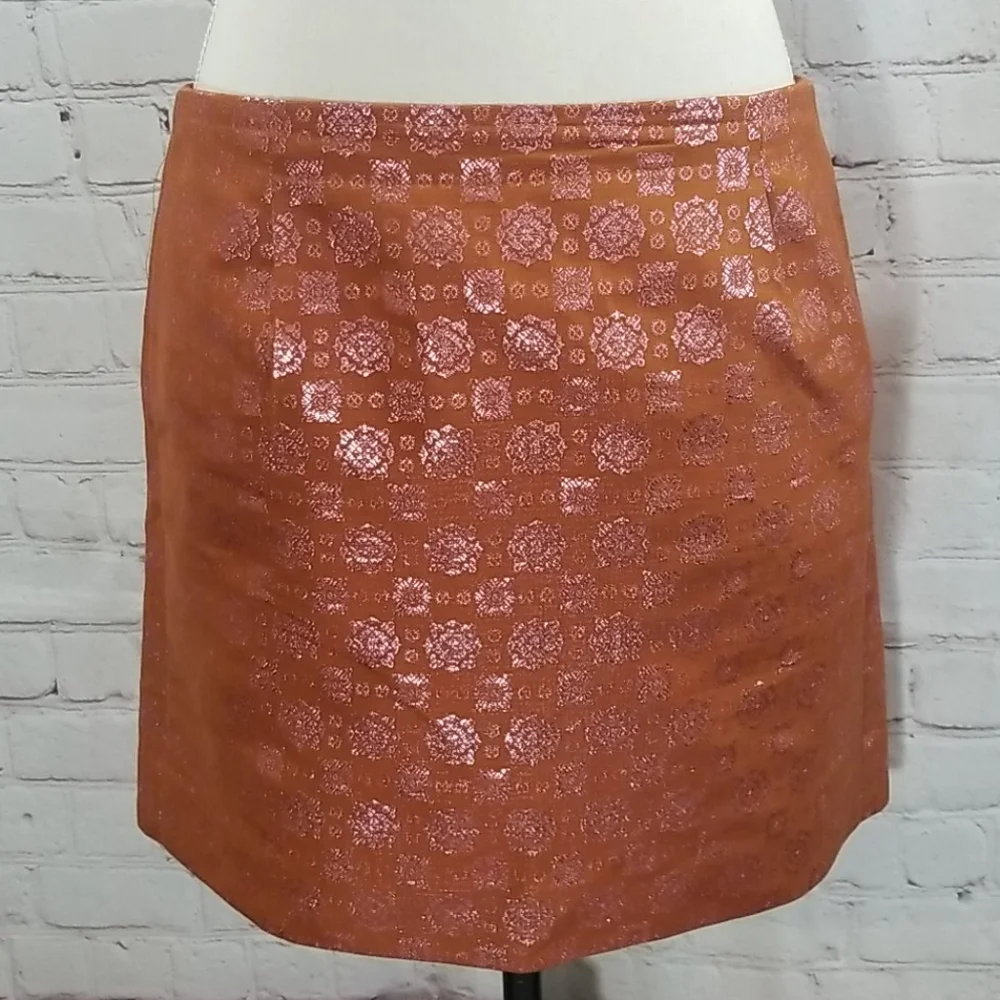 J. Crew Collection Pink Shimmer Silk Brocade Skirt
